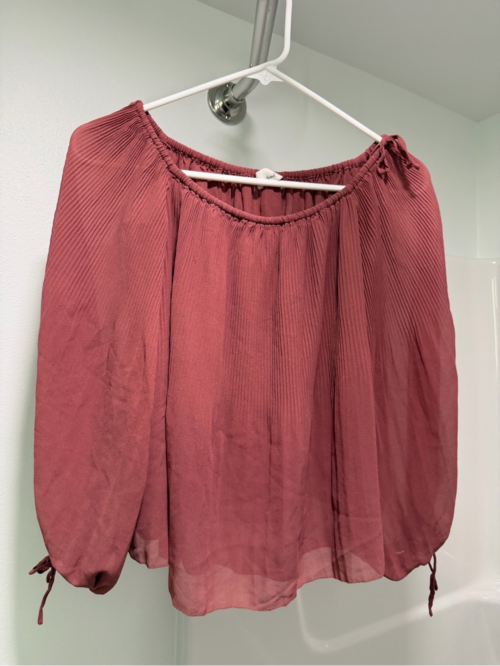 Wilfred Dusty Rose Pleated Off-Shoulder Blouse
